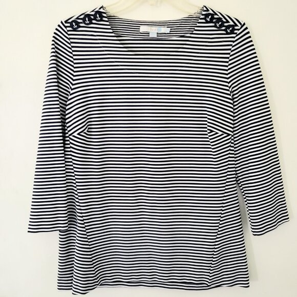 Boden Nautical Top Size MEDIUM US 10 Stripes 3/4-Sleeve Ponte Pullover - Picture 3 of 8